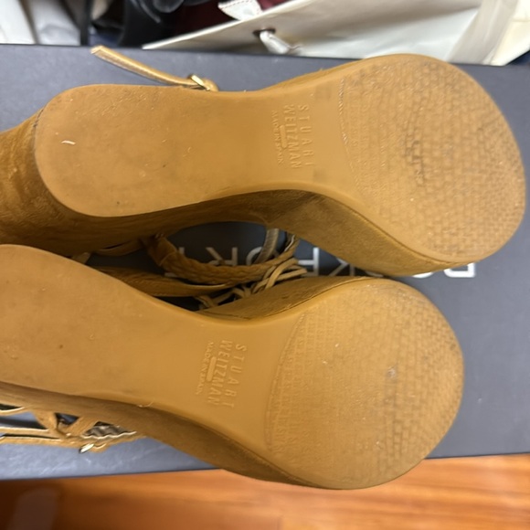 Stuart Weitzman Tassel Suede Wedge Sandals - Picture 6 of 9